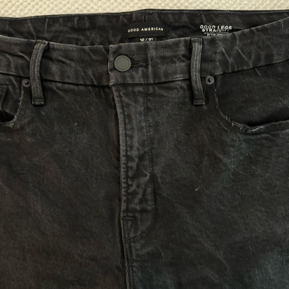 Good American Soft Tech Black Good Legs Straight Mid Rise Stretch Jeans 12/31 - Picture 8 of 9